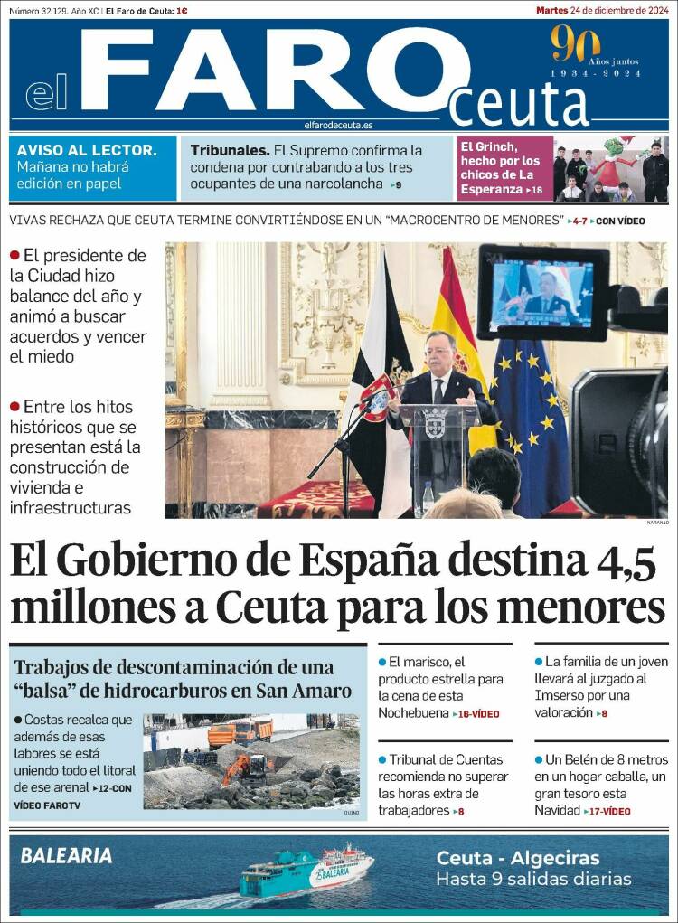 Portada de El Faro de Ceuta (España)