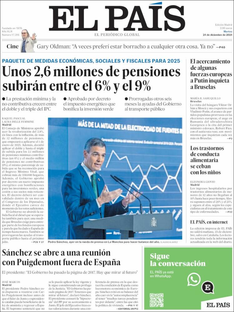 Portada de El País (España)