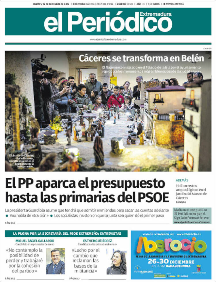 Portada de El Periódico de Extremadura (España)