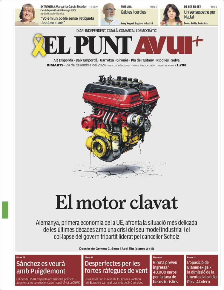 Portada de El Punt Avui - Girona (España)