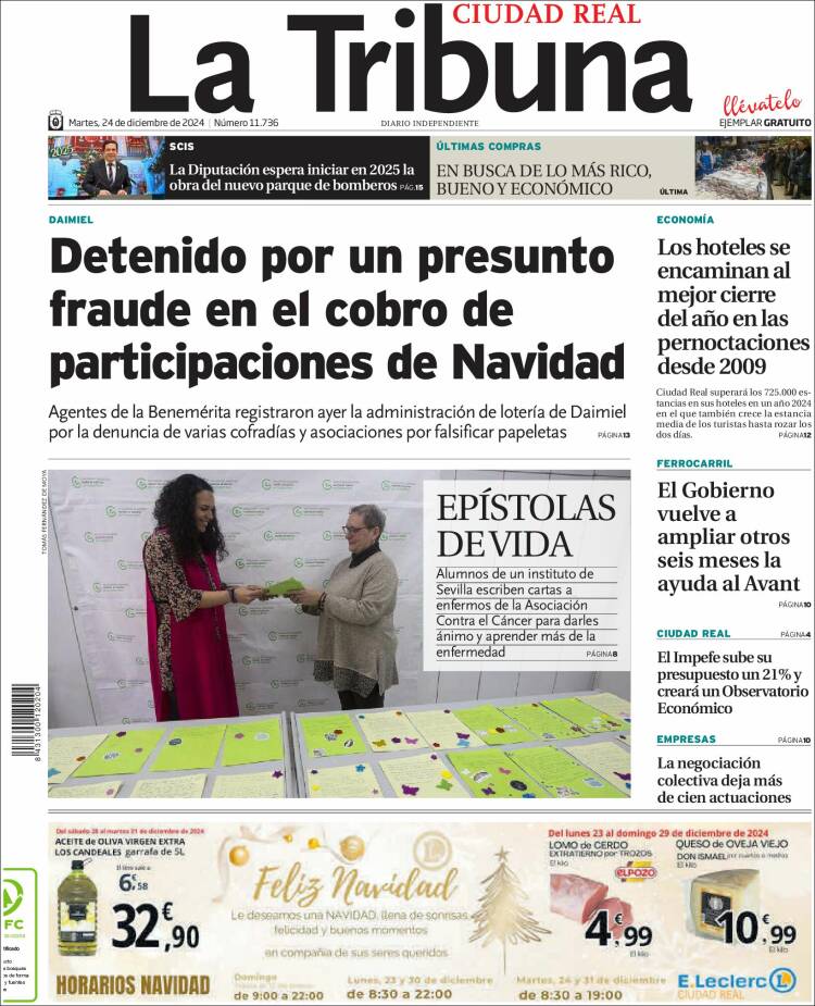 Portada de La Tribuna de Ciudad Real (España)
