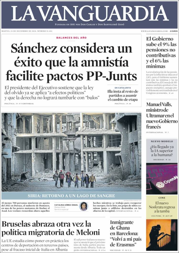 Portada de La Vanguardia (España)