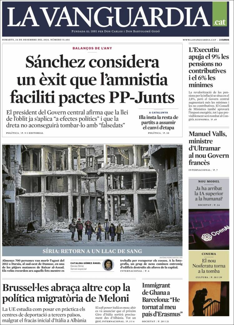 Portada de La Vanguardia (España)