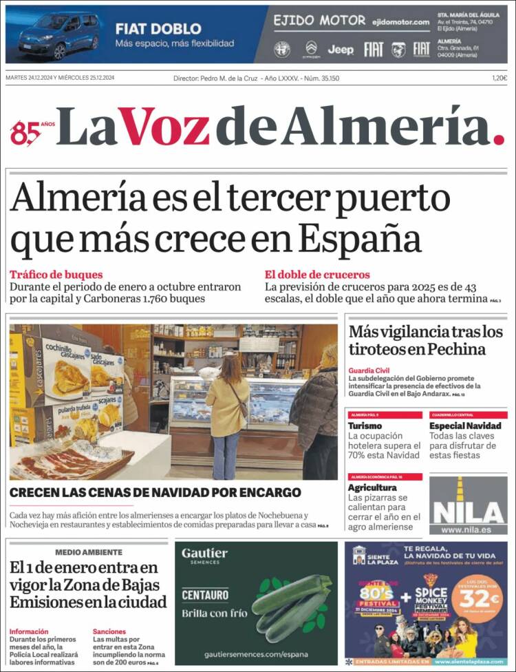 Portada de La Voz de Almería (España)