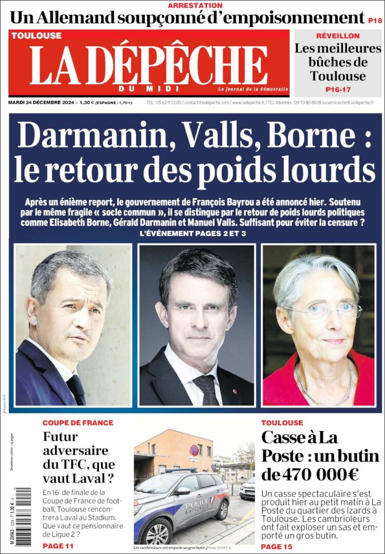 Portada de La Dépêche du Midi (France)