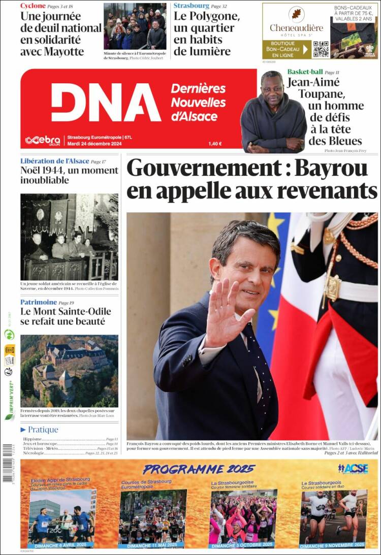 Portada de Les Dernières Nouvelles d'Alsace (France)
