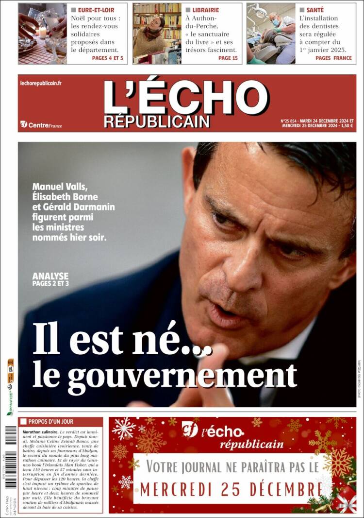 Portada de L'Echo Républicain (France)