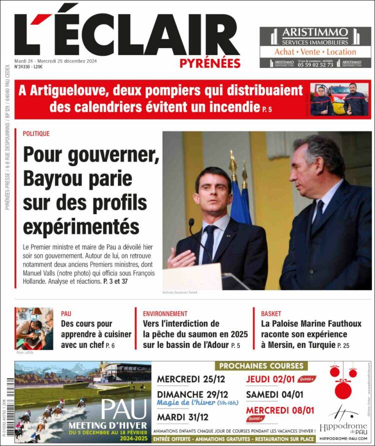 Portada de L'Eclair des Pyrénées (France)