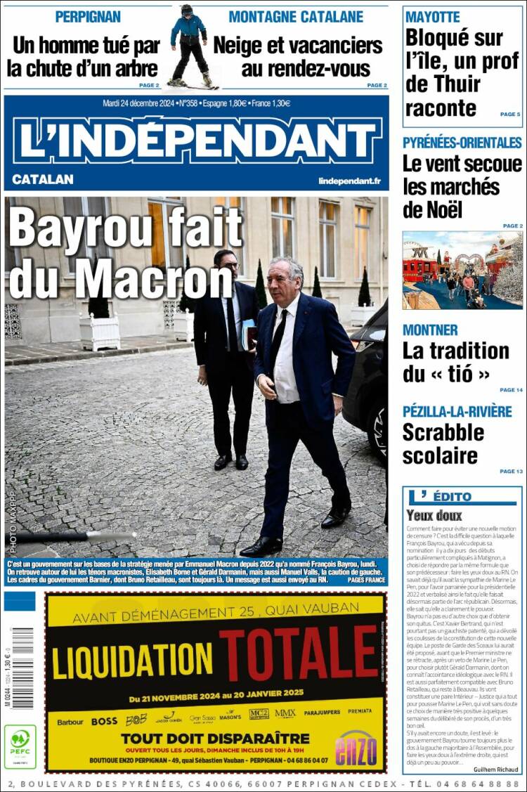 Portada de Le Indépendant (France)