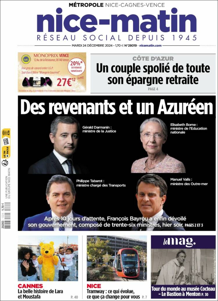 Portada de Nice-Matin (France)