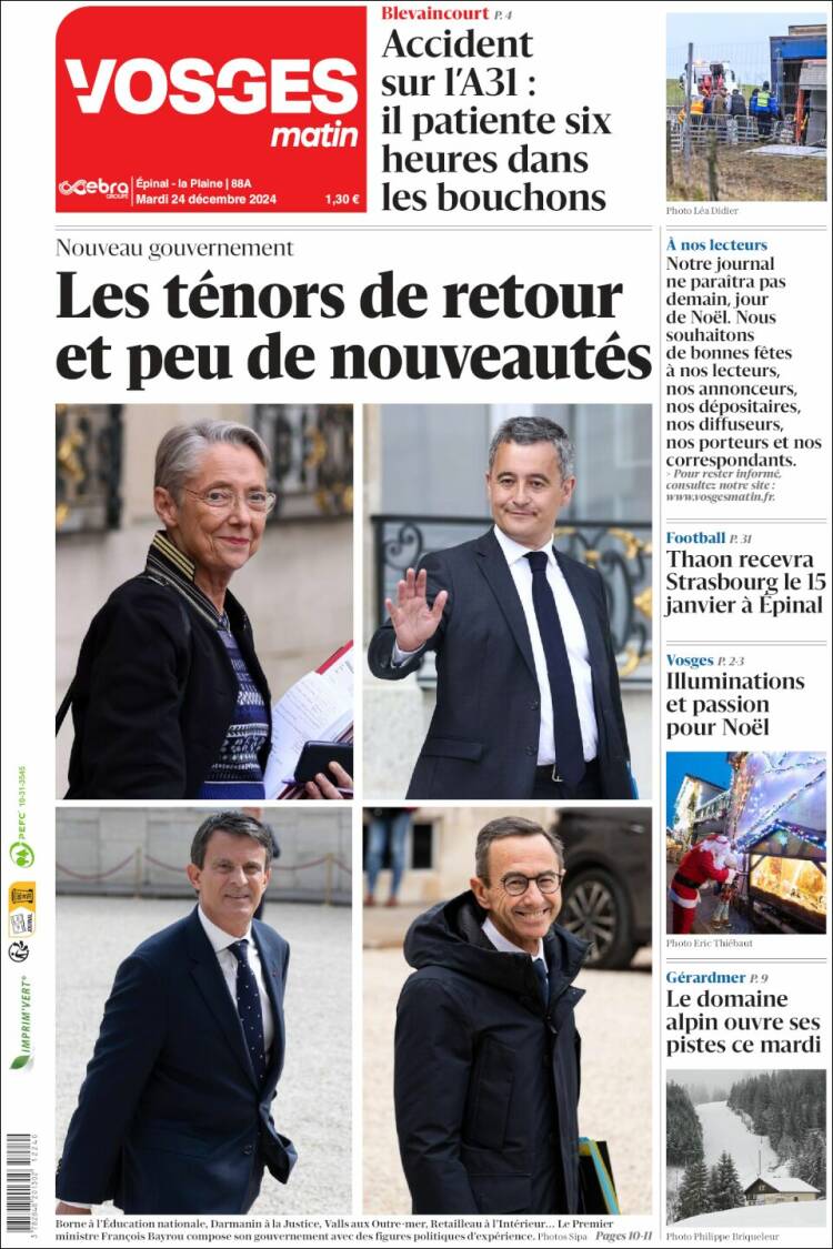 Portada de Vosges Matin (France)
