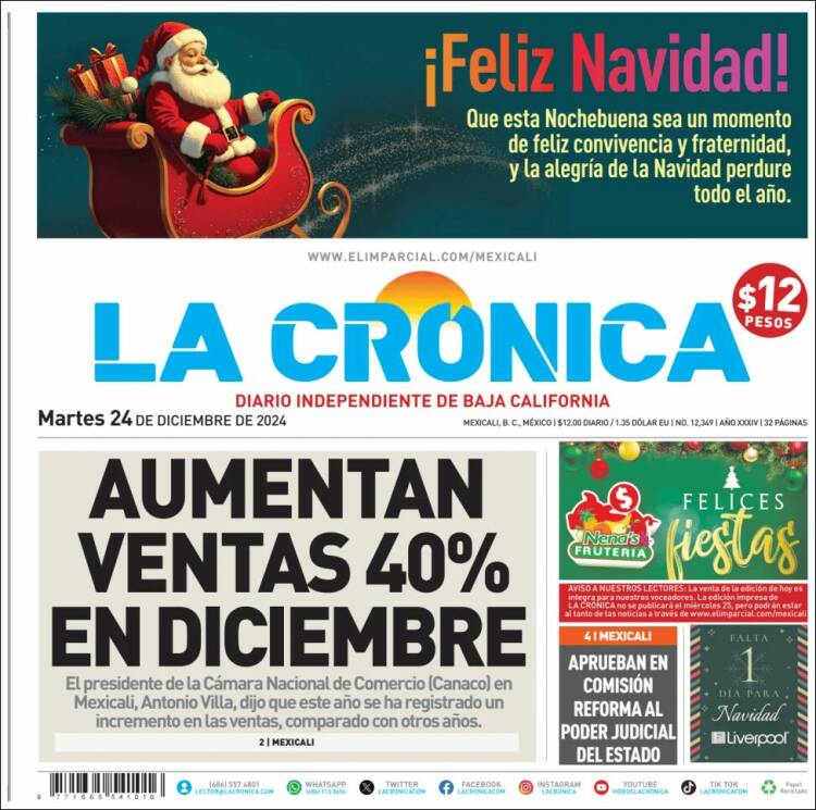 Portada de La Crónica de Baja California (México)