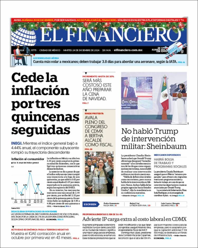 Portada de El Financiero (México)