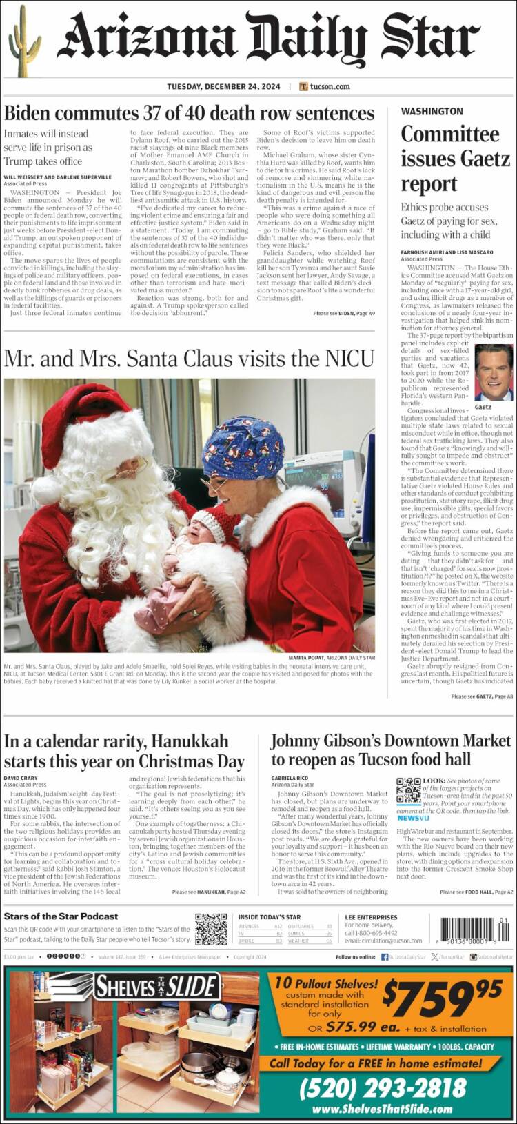 Portada de Arizona Daily Star (USA)
