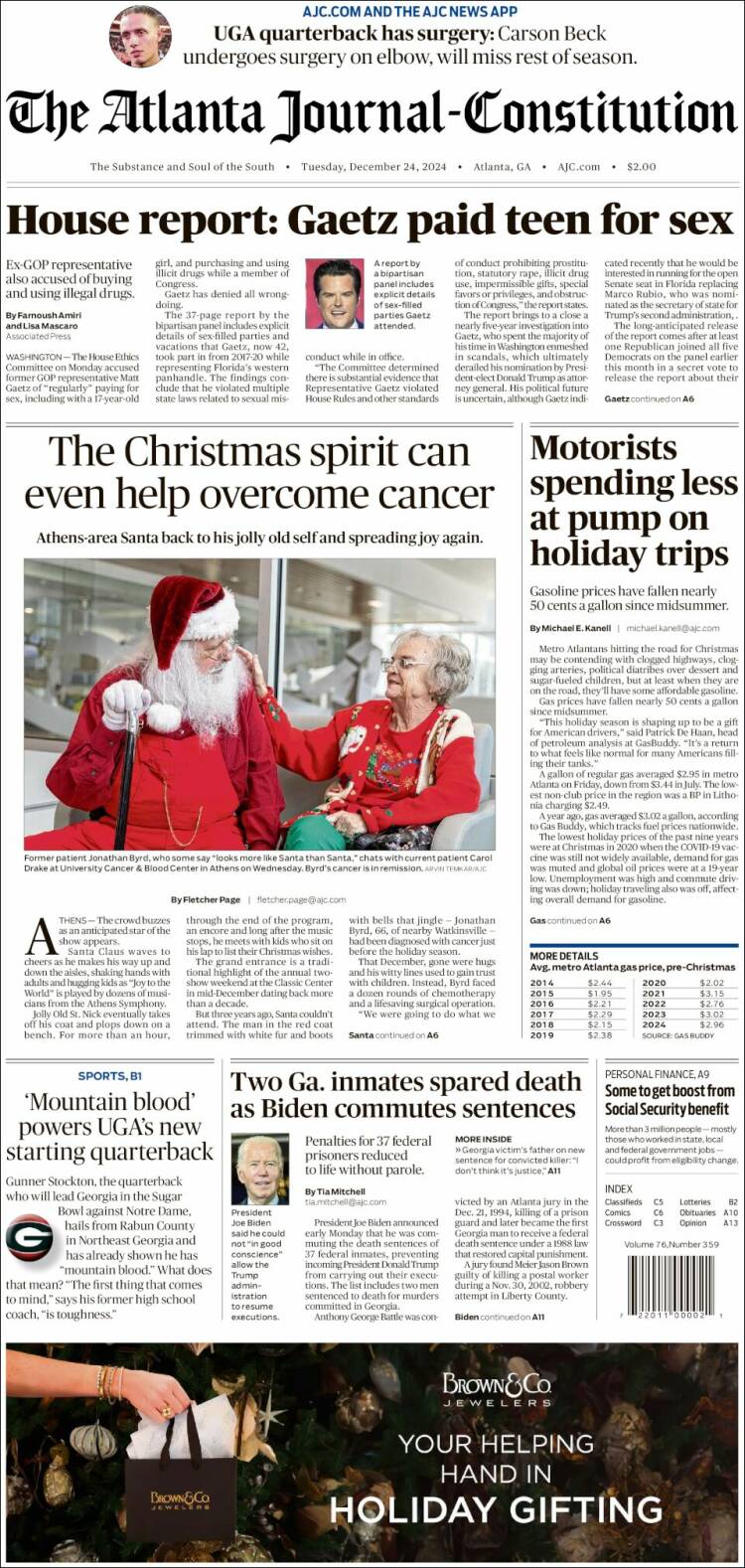 Portada de The Atlanta Journal-Constitution (USA)