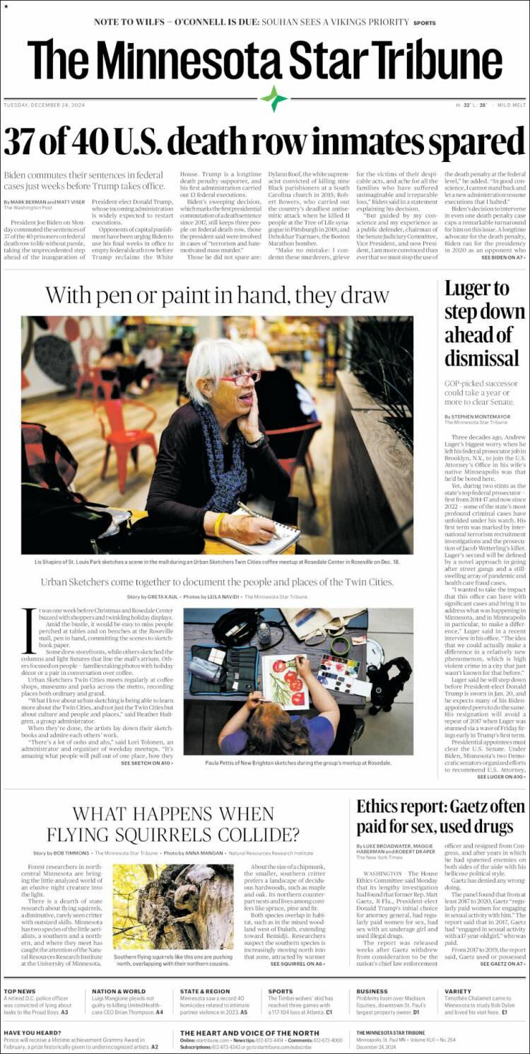 Portada de Star Tribune (USA)