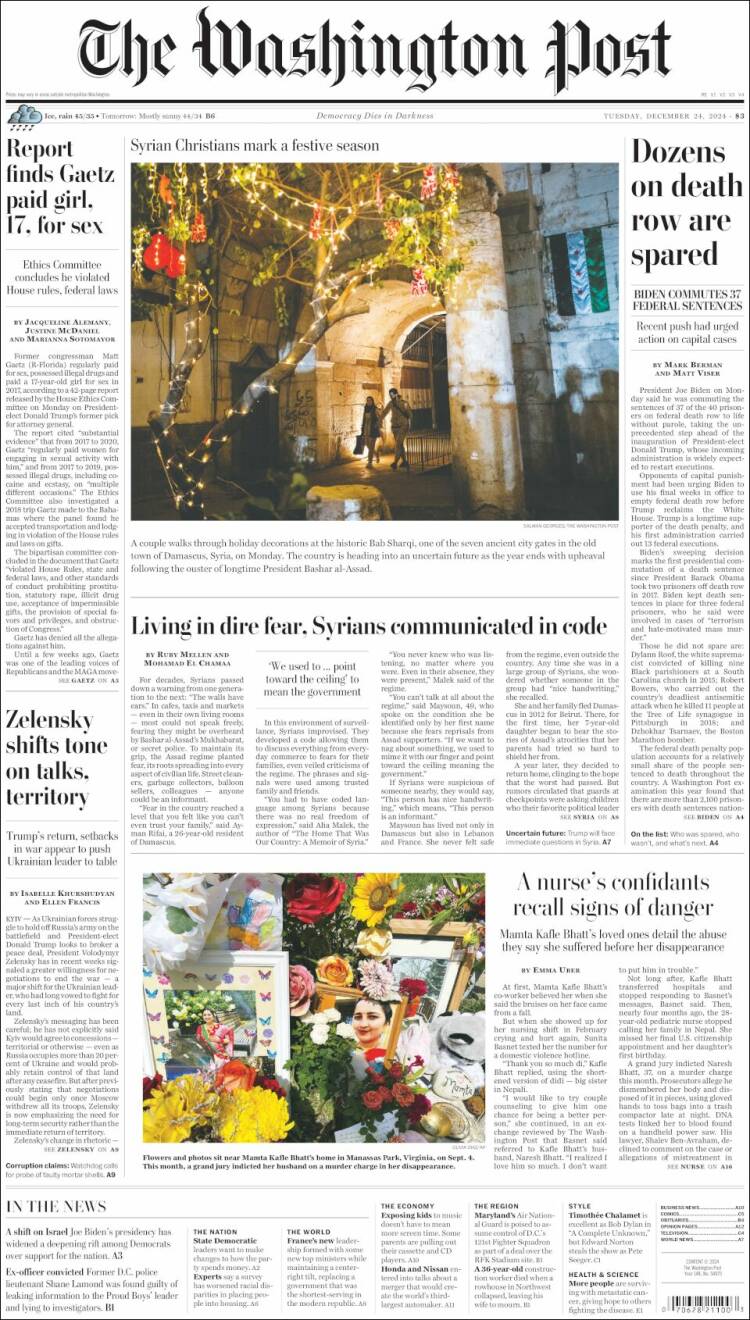 Portada de The Washington Post (USA)