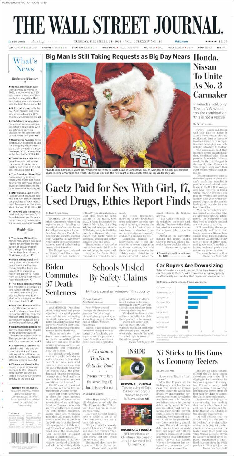 Portada de Wall Street Journal (USA)