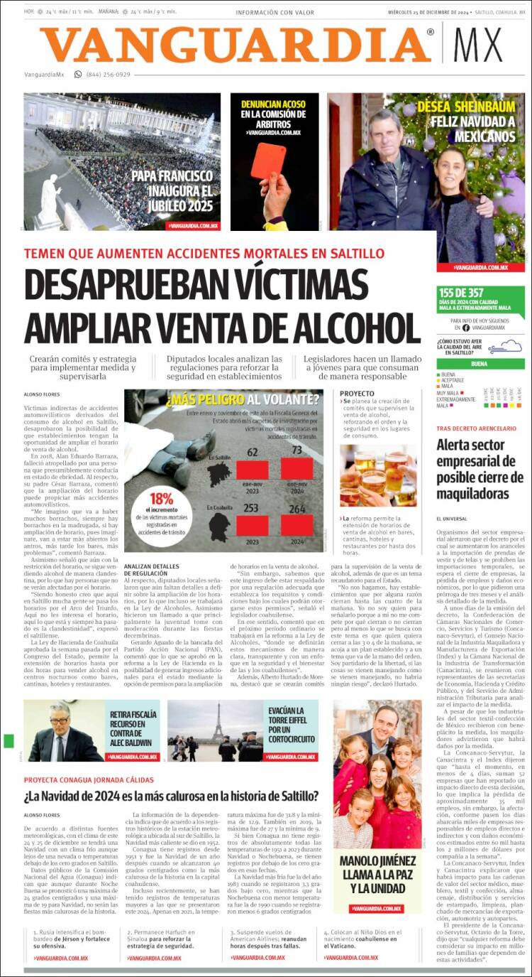 Portada de Vanguardia (México)