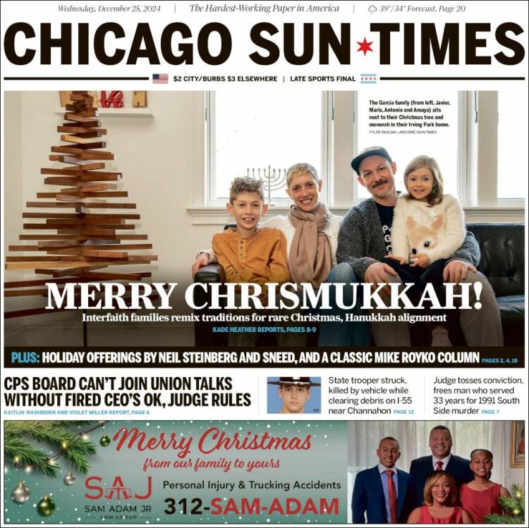Portada de Chicago Sun-Times (USA)