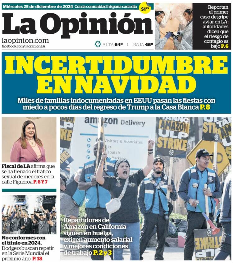 Portada de La Opinión (USA)