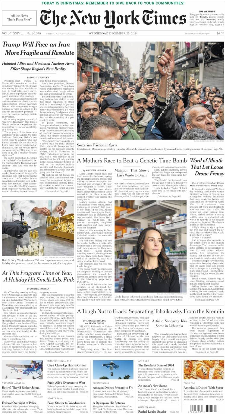 Portada de New York Times (USA)