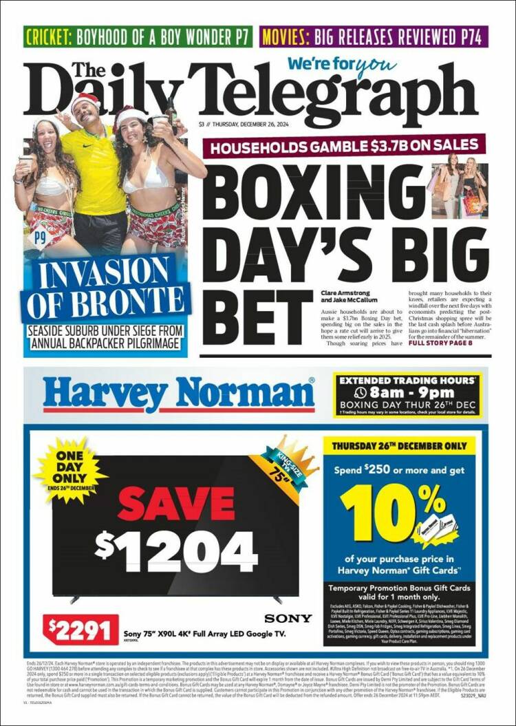 Portada de The Daily Telegraph (Australia)