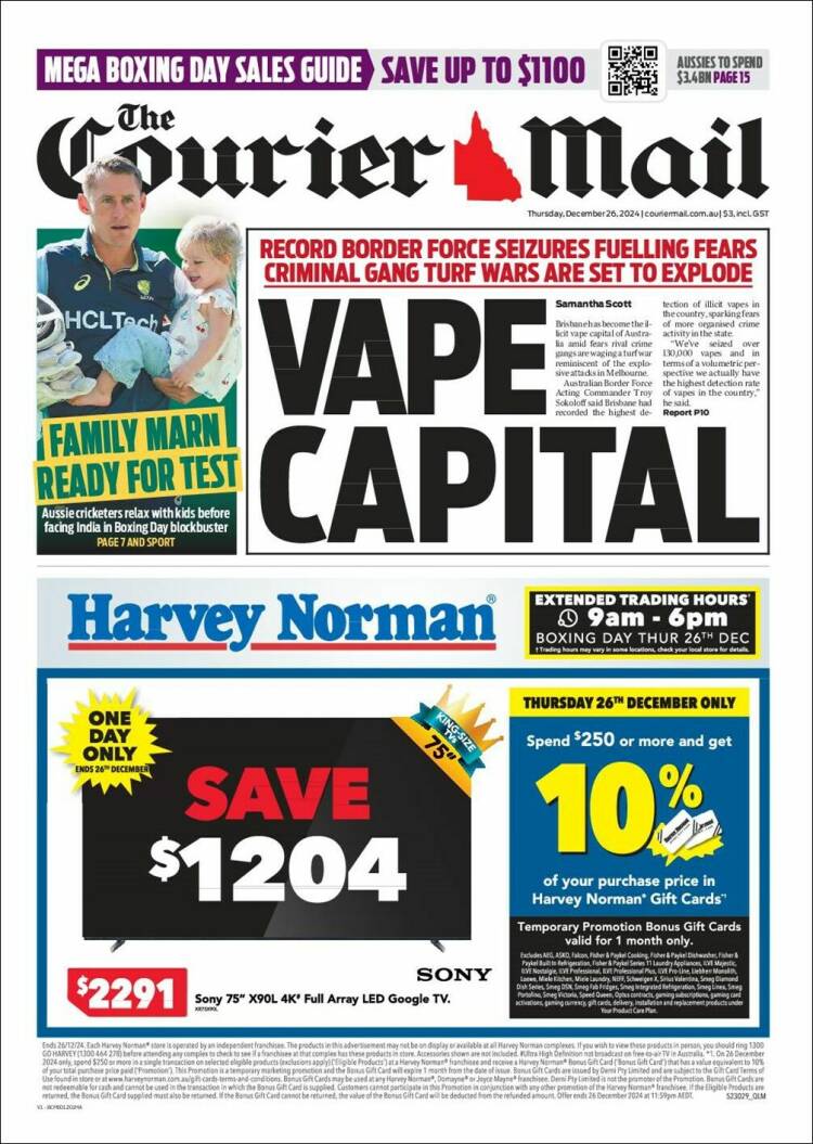 Portada de The Courier-Mail (Australia)