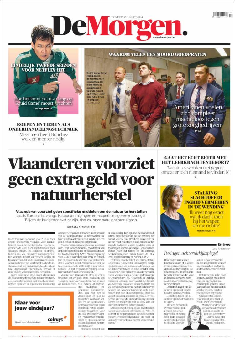 Portada de De Morgen (B&eacute;lgica)