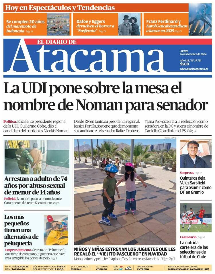 Portada de Diario de Atacama (Chile)