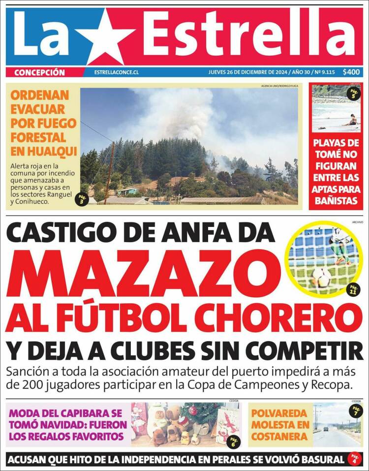 Portada de La Estrella de Concepción (Chile)