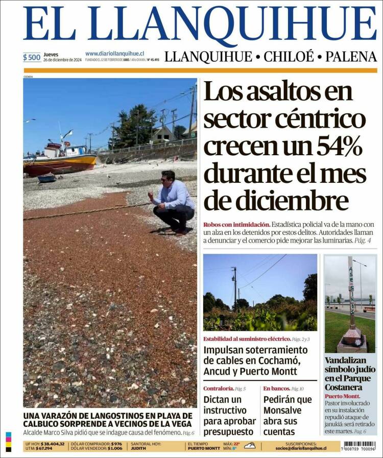 Portada de El Llanquihue (Chile)