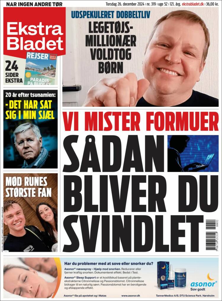 Portada de Ekstra Bladet (Dinamarca)