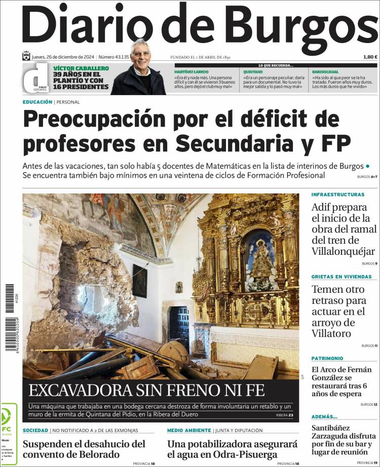 Portada de Diario de Burgos (España)