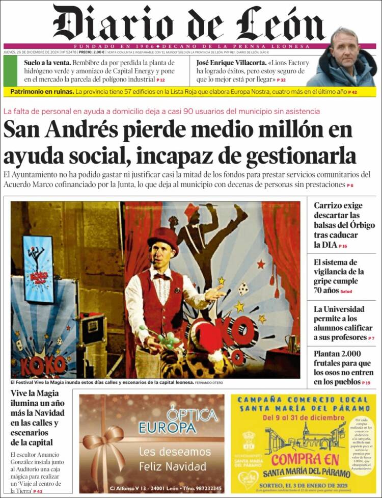 Portada de Diario de León (España)