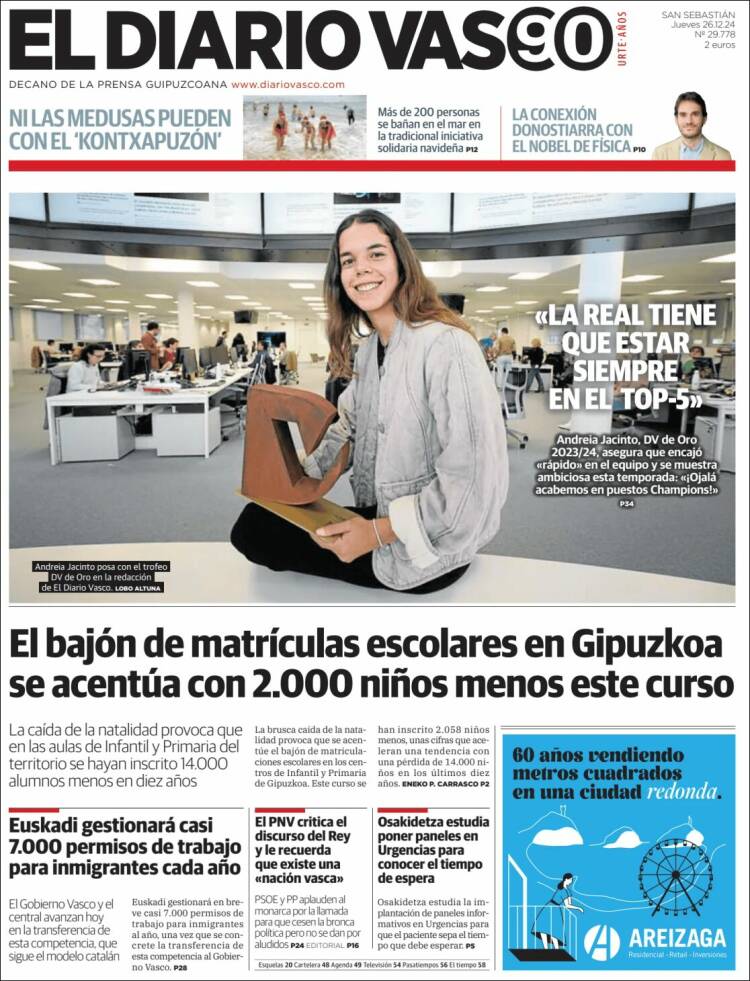 Portada de Diario Vasco (España)