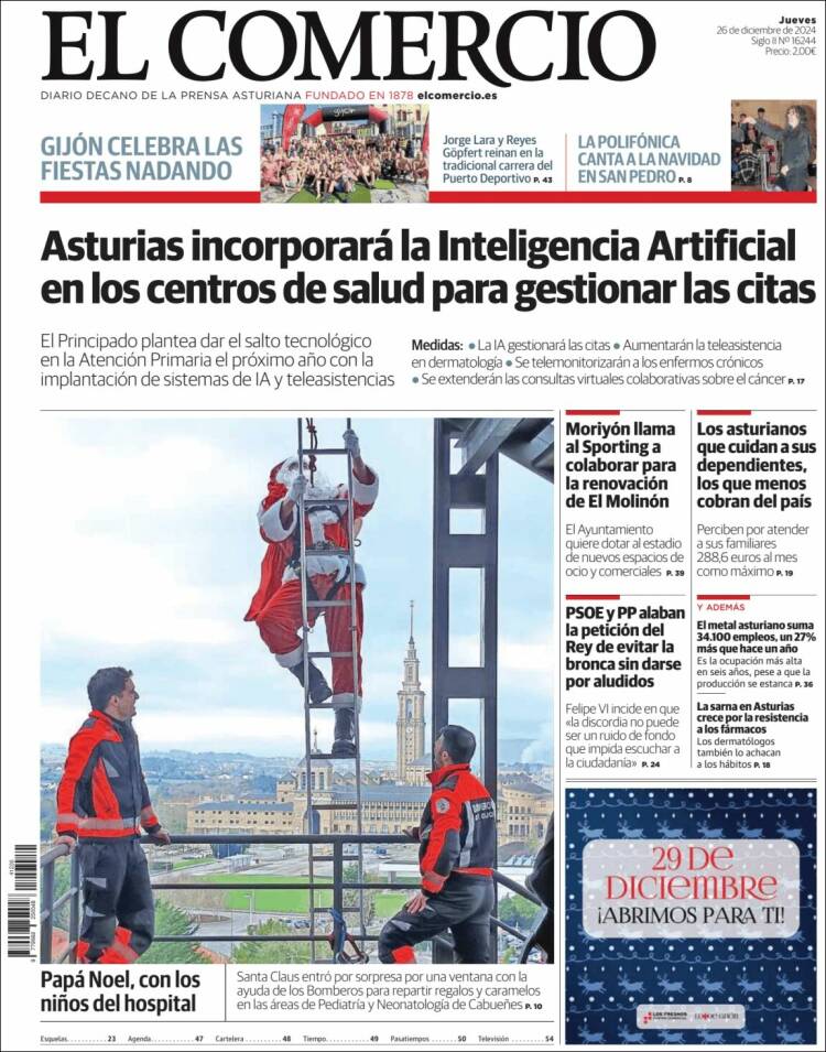 Portada de El Comercio - Gijón (España)