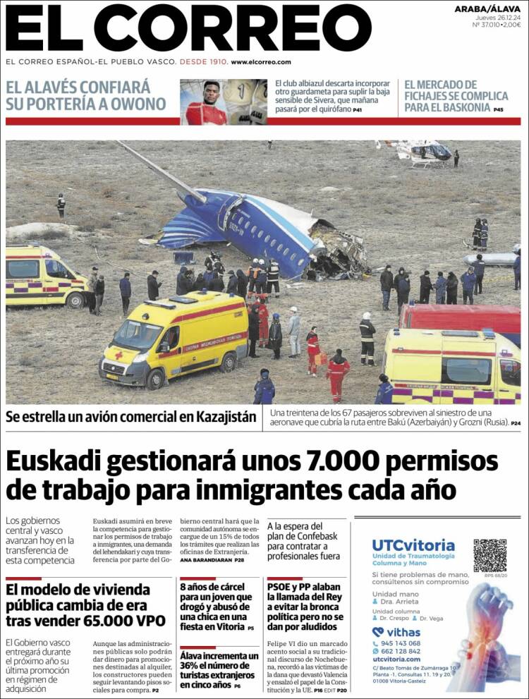 Portada de El Correo - Álava (España)