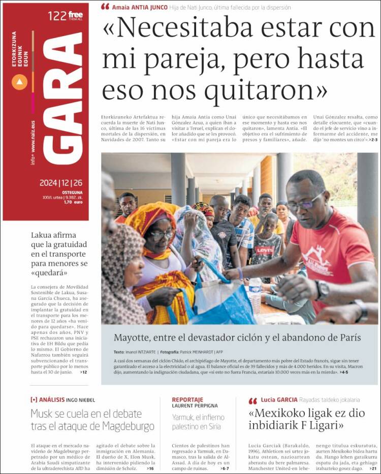Portada de Gara (España)