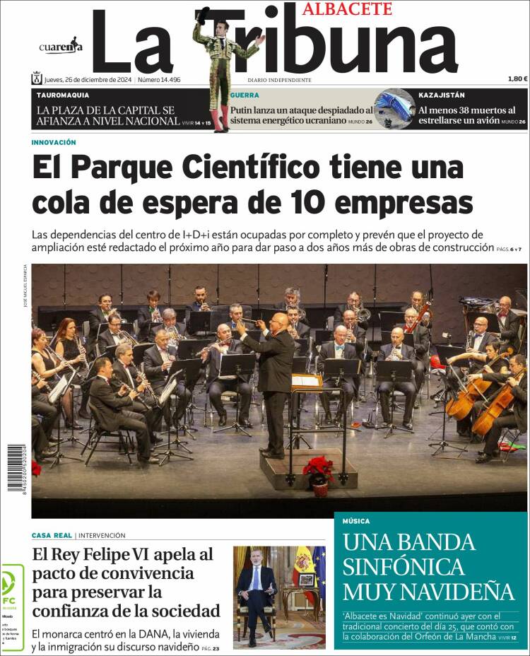 Portada de La Tribuna de Albacete (España)