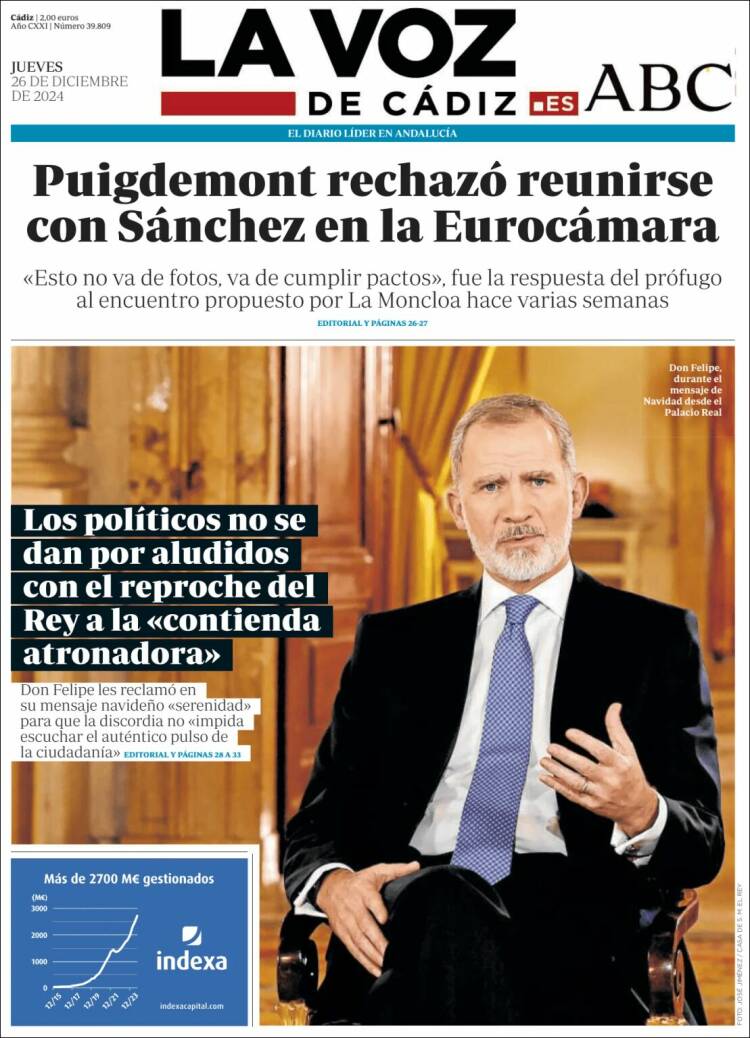Portada de La Voz de Cádiz (España)