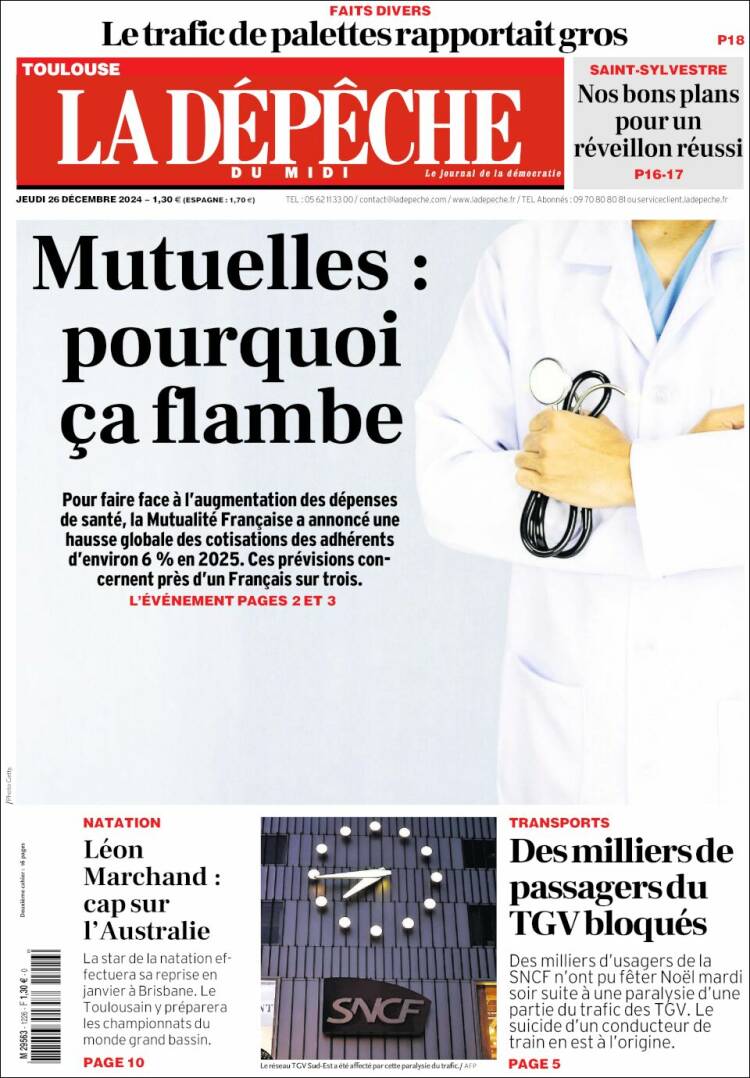 Portada de La Dépêche du Midi (Francia)