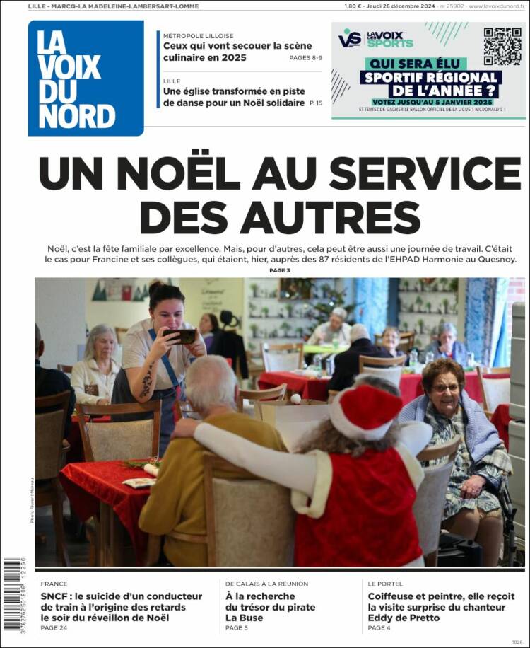 Portada de La Voix du Nord (Francia)