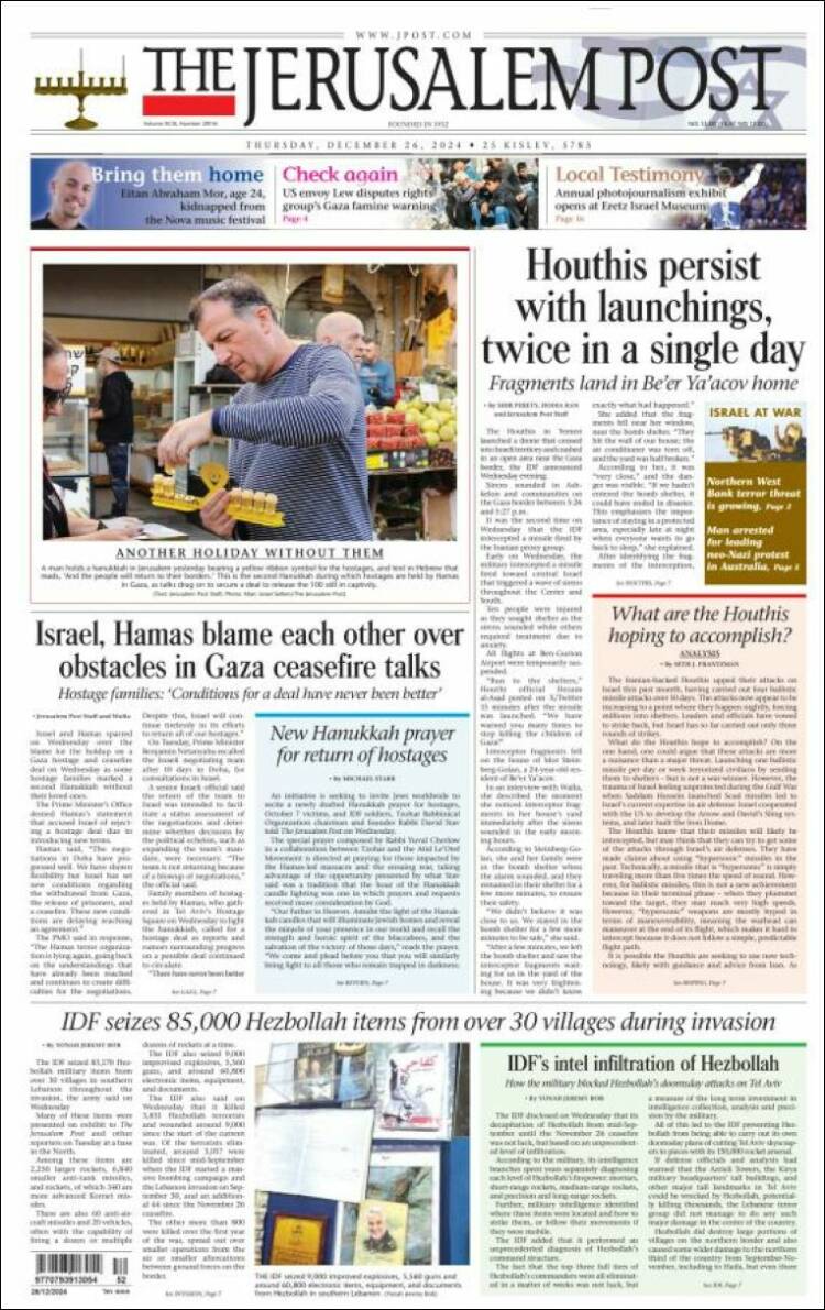 Portada de The Jerusalem Post (Israel)