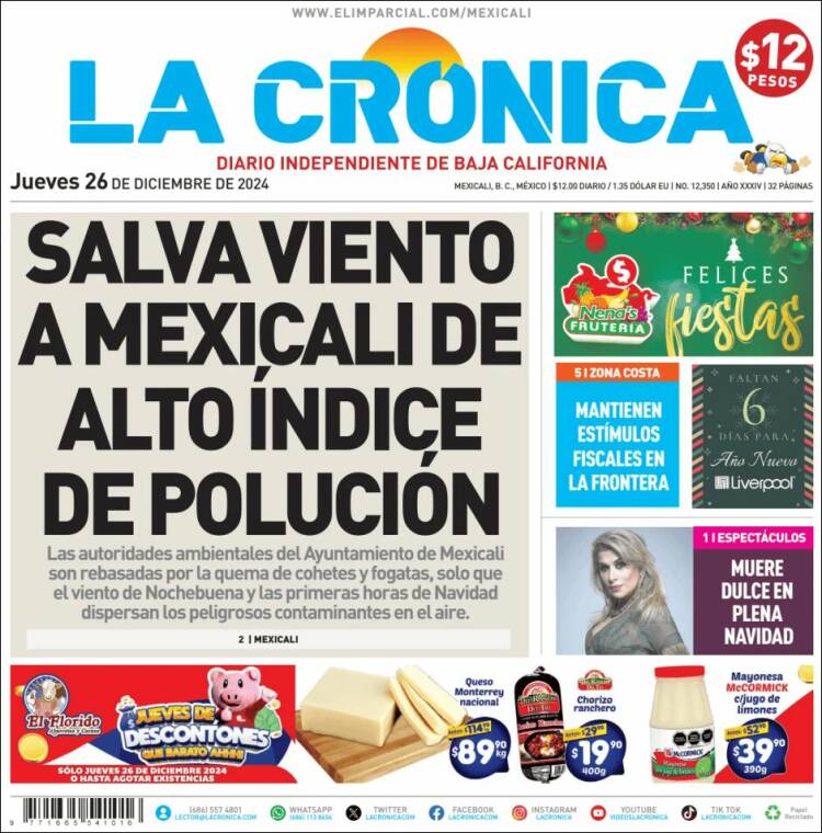 Portada de La Crónica de Baja California (M&eacute;xico)