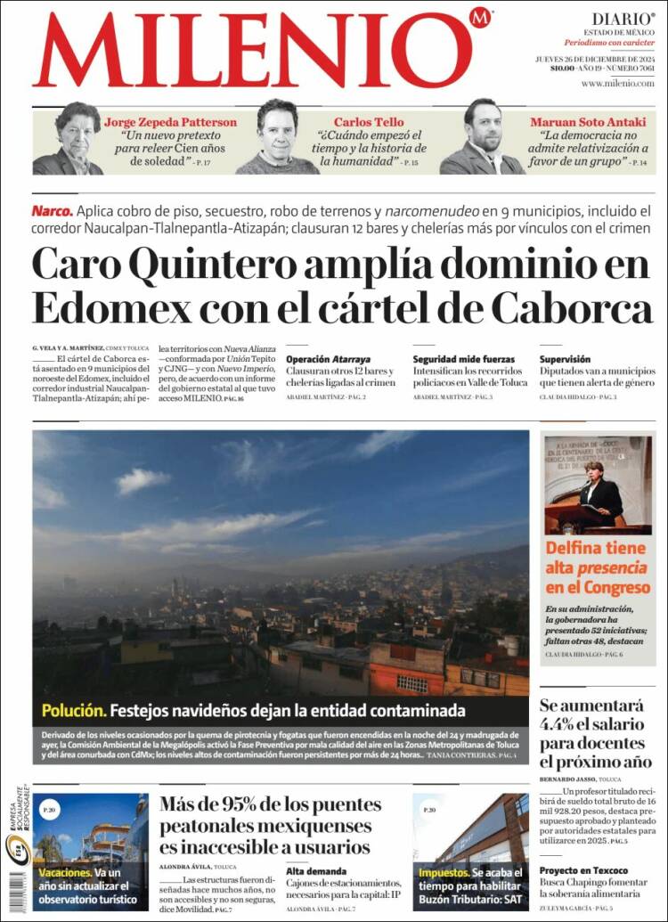 Portada de Milenio - Estado de México (M&eacute;xico)