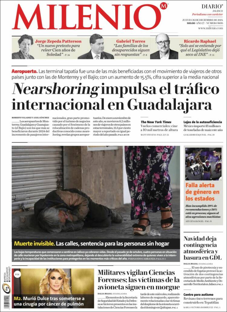 Portada de Milenio - Jalisco (M&eacute;xico)