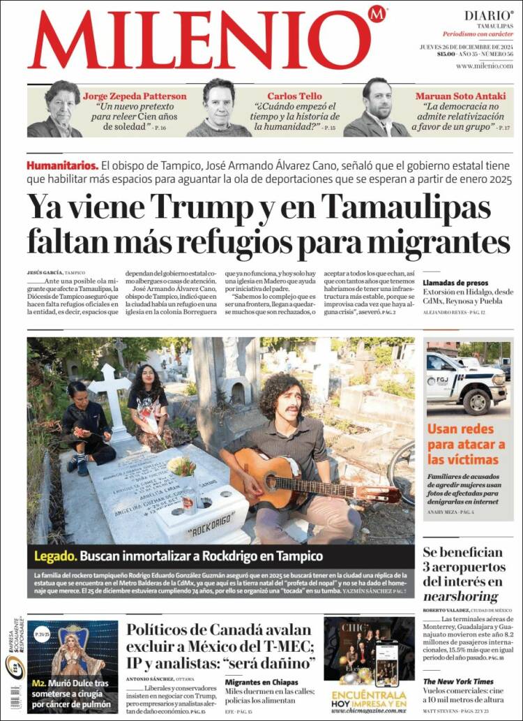Portada de Milenio - Tamaulipas (M&eacute;xico)