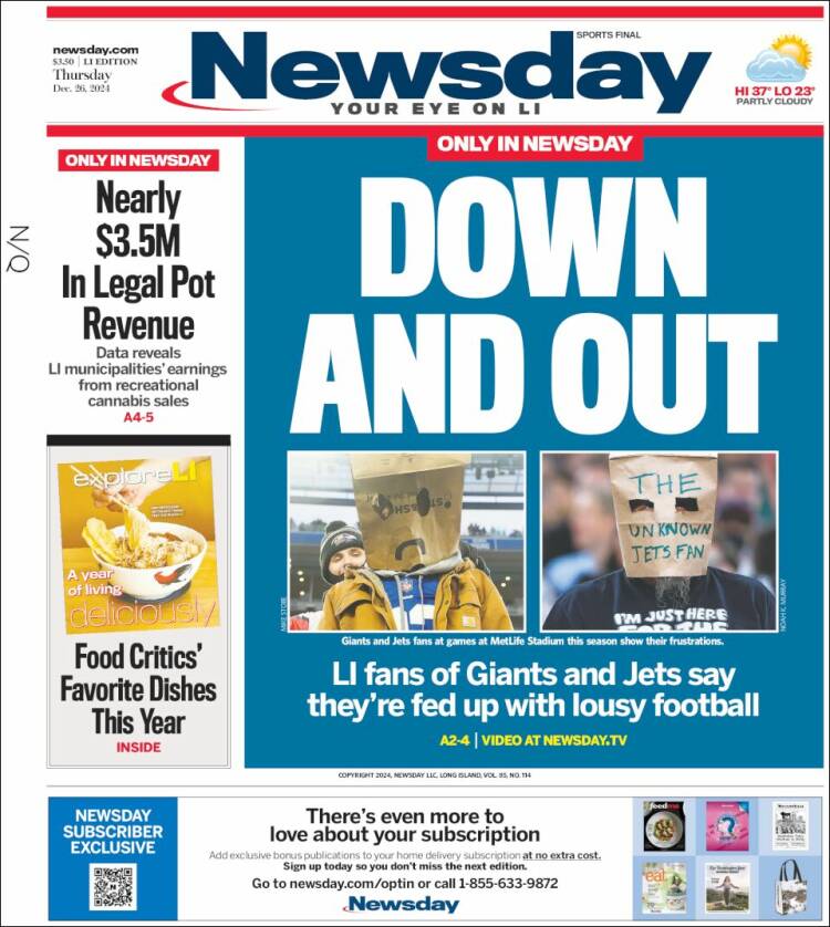 Portada de Newsday (USA)