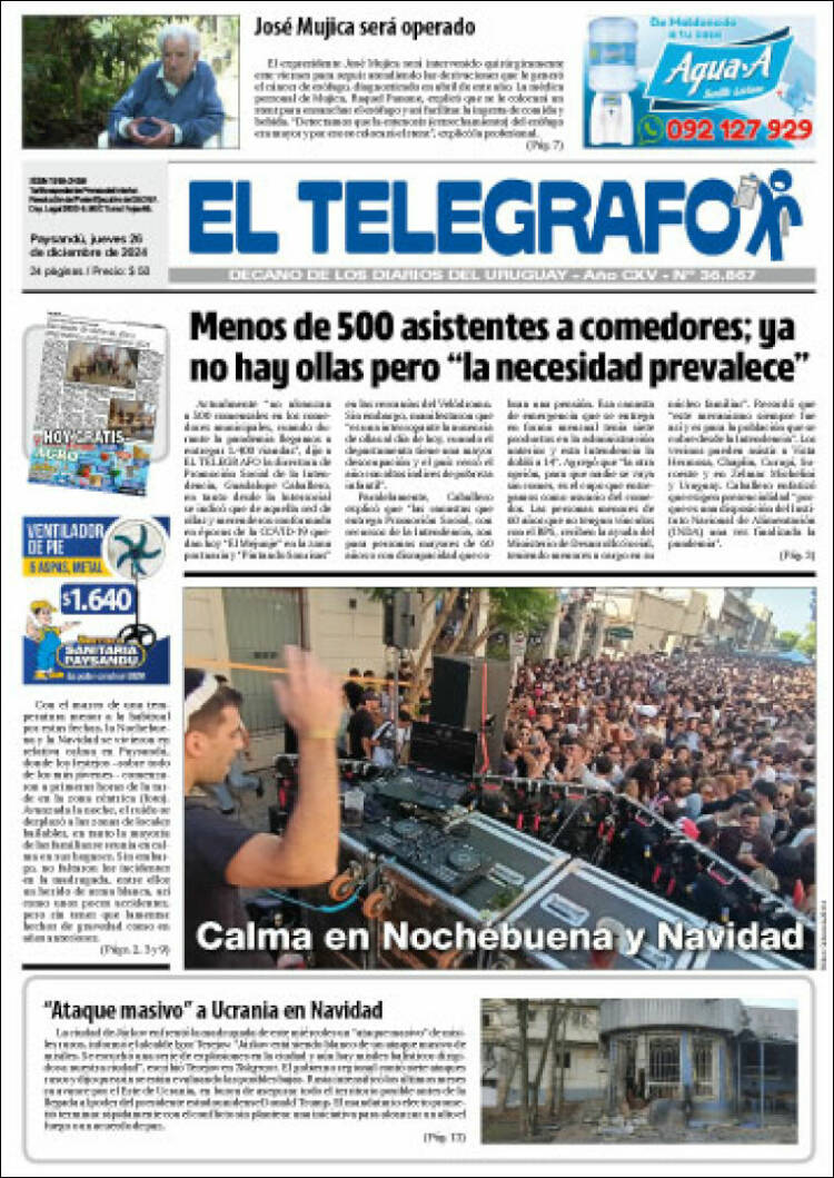 Portada de El Telégrafo (Uruguay)